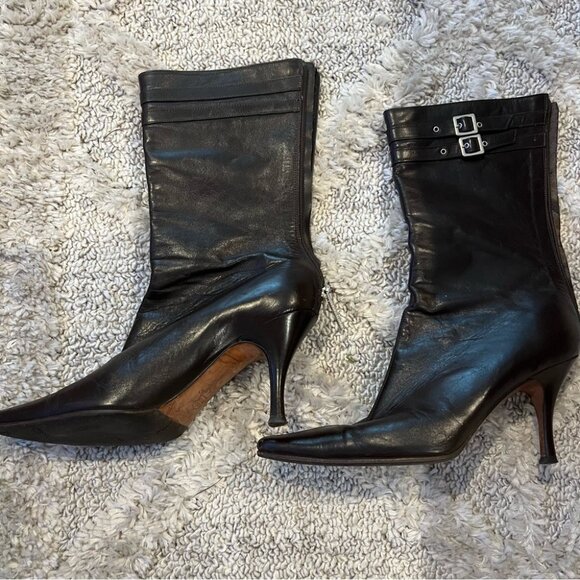 Chocolate Brown Italian Leather Above Ankle Boots Size 6 - Picture 3 of 7